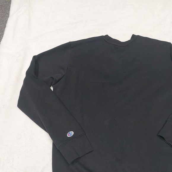 Champion Black Essentials Spellout Crewneck Sweatshirt Men's Size Medium - Picture 11 of 13